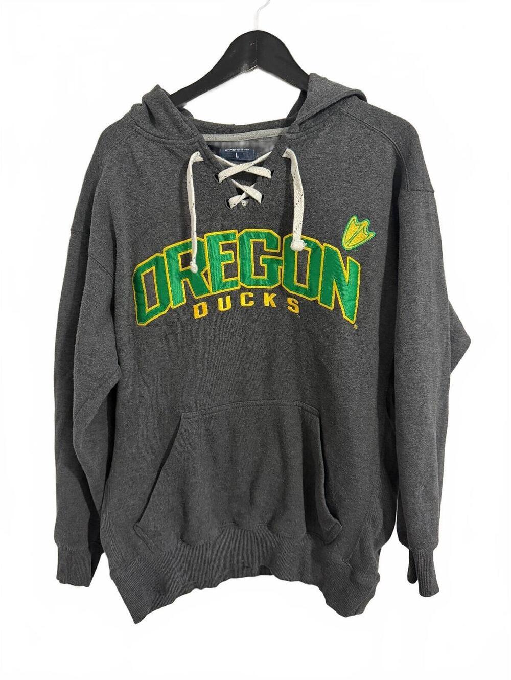 Oregon Ducks Stitched College Hoodie Sweatshirt Size Large